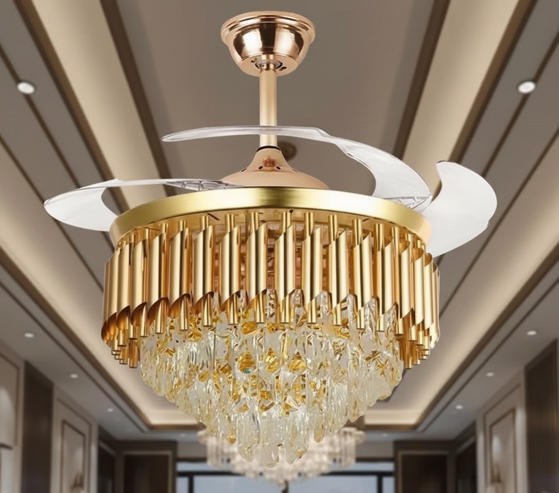 Luxury Fan Chandelier With Crystals