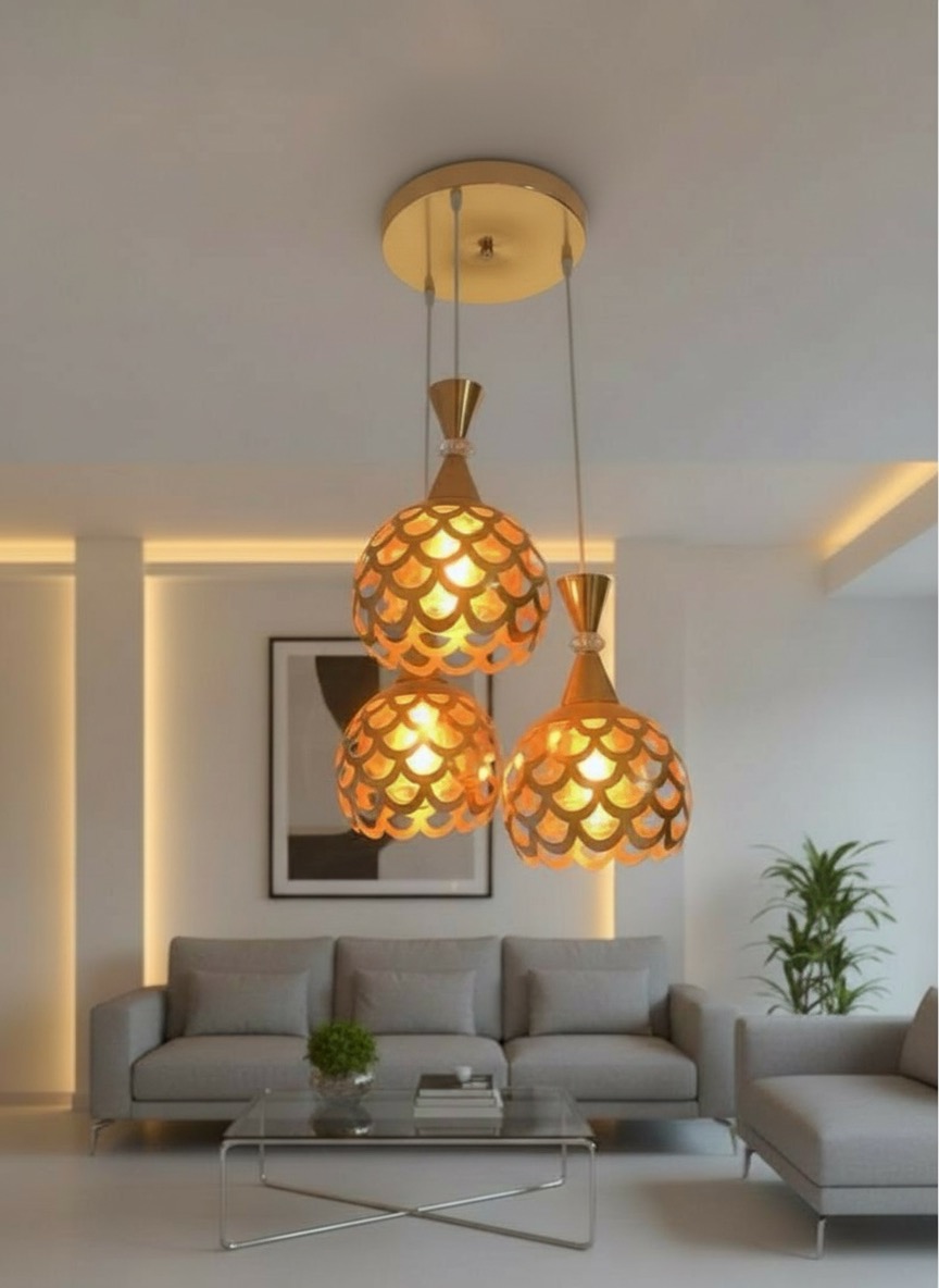 Rose Gold 3 Head Pendant Light