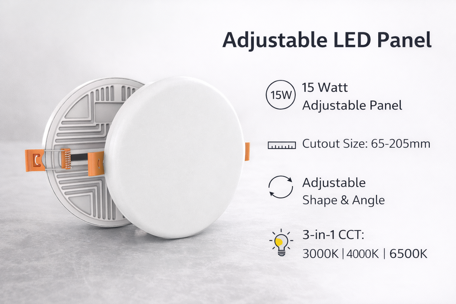 “15W Slim Adjustable LED Panel – Round”