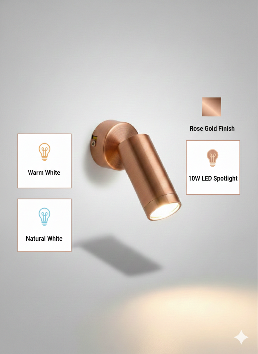 10W COB Wall Spot Light – Rose Gold