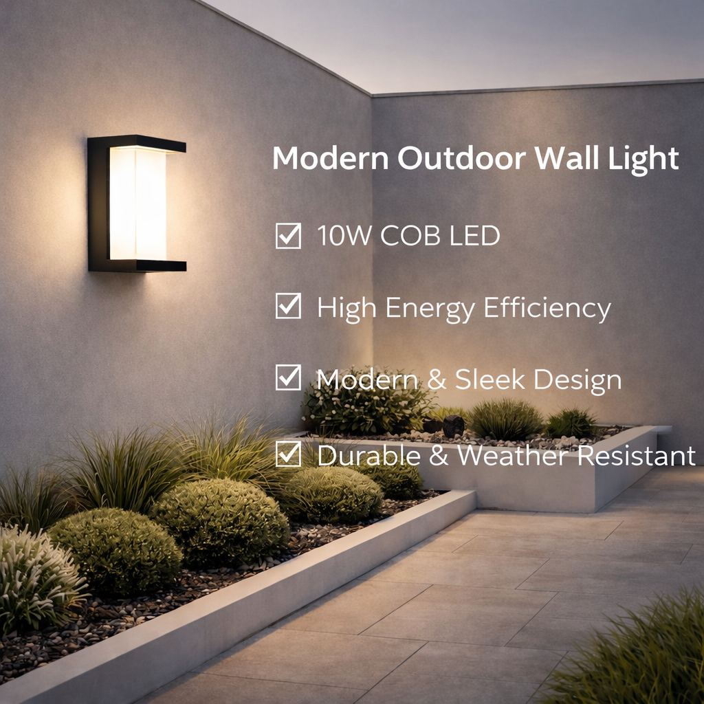 Modern Outdoor Wall Light –  Warm White, Waterproof