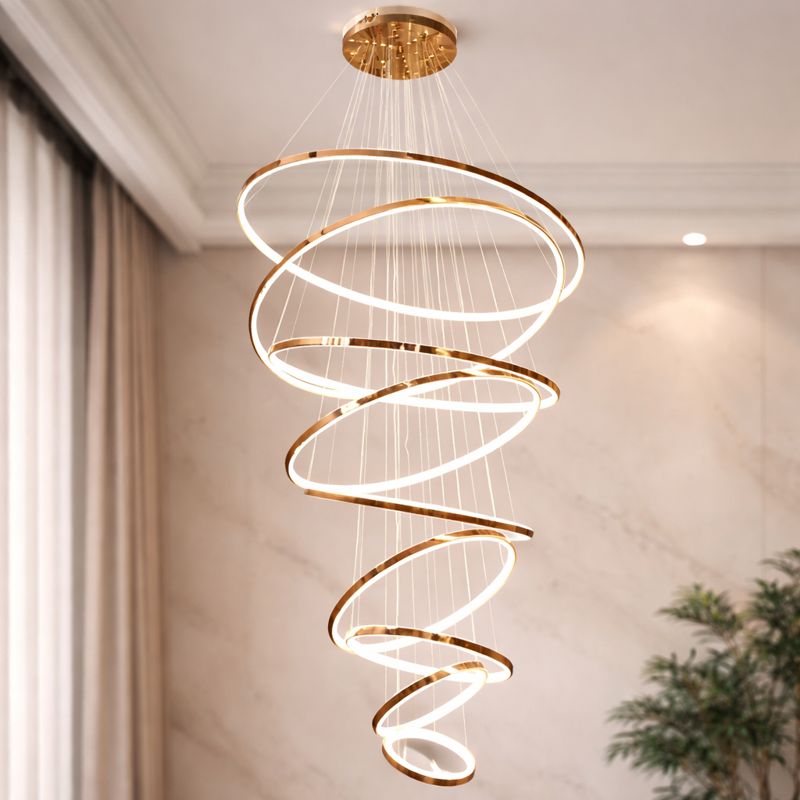 Rose Gold Spiral LED Chandelier Light