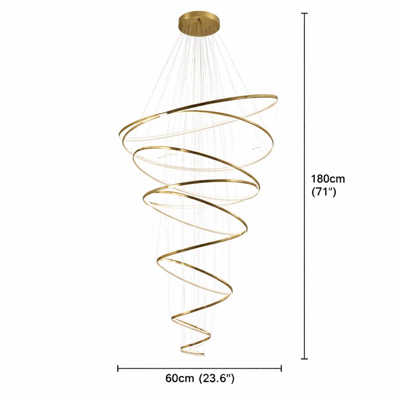 11 Ring Spiral LED Chandelier For Duplex Hall