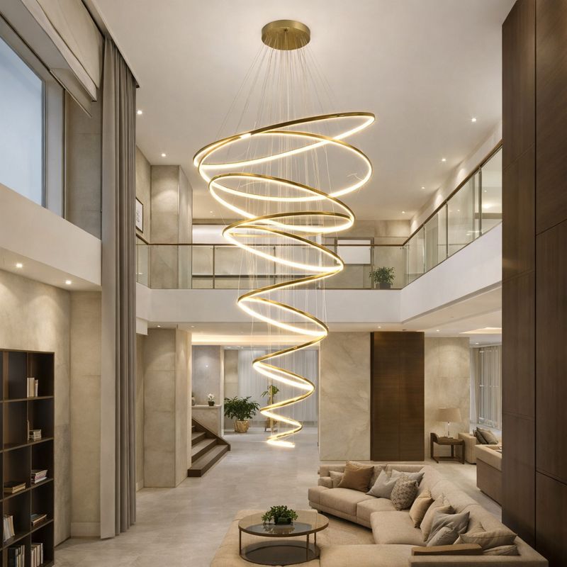 11 Ring Spiral LED Chandelier For Duplex Hall