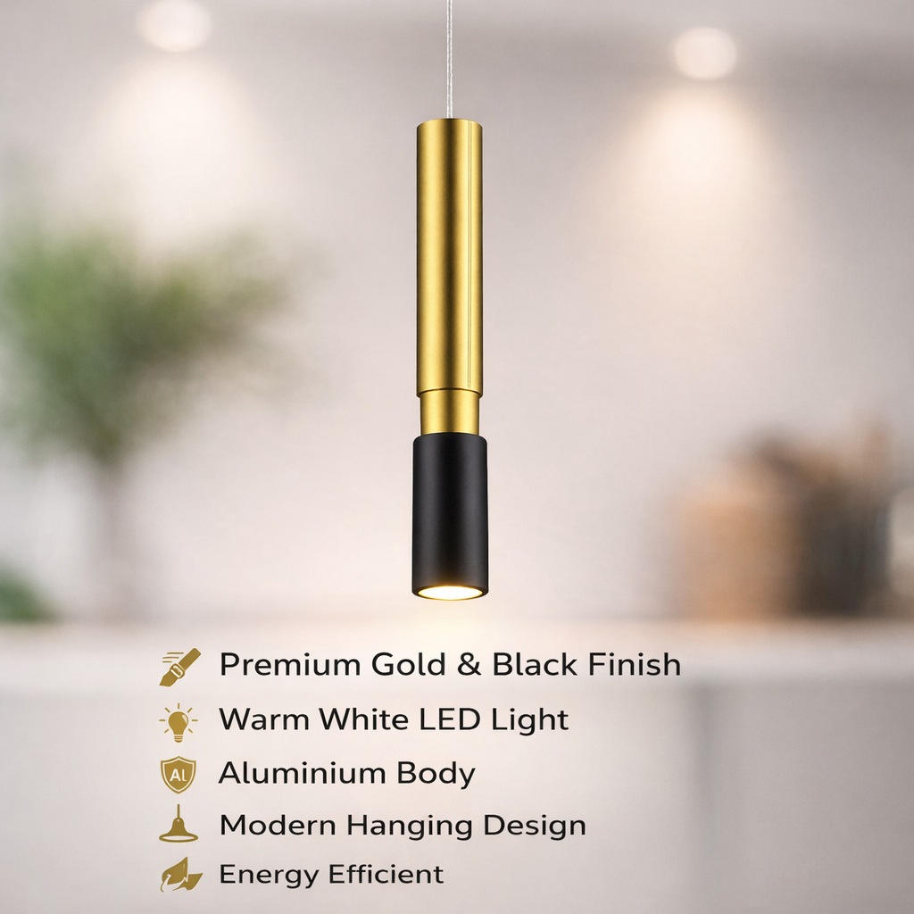 Gold Black Pendant Light – Warm LED
