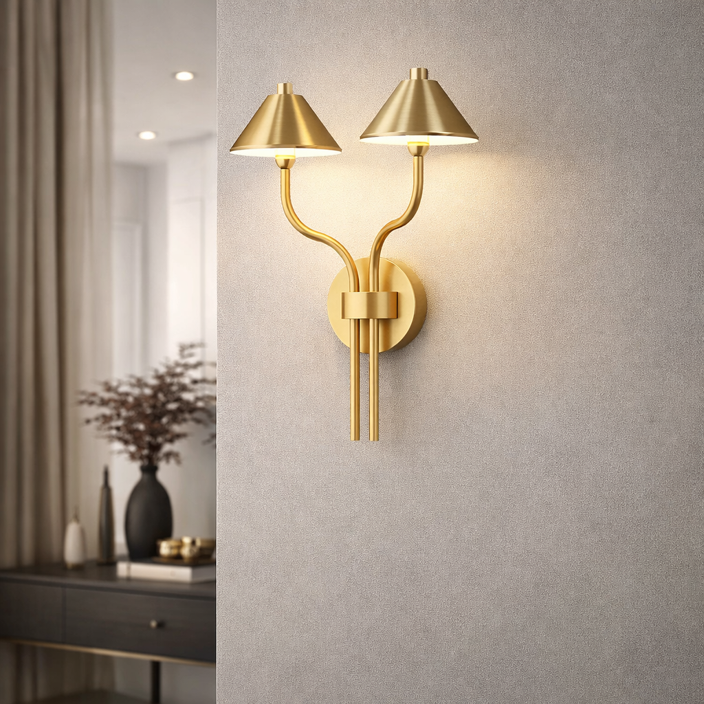 Modern Gold Double Arm Wall Light