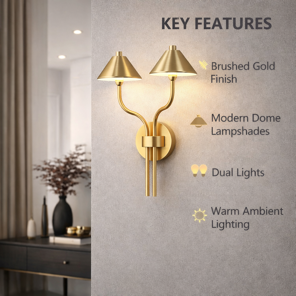 Modern Gold Double Arm Wall Light