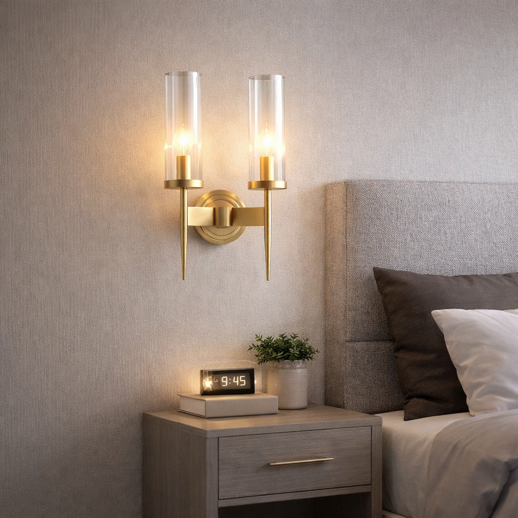 Amber Glass Dual Wall Light