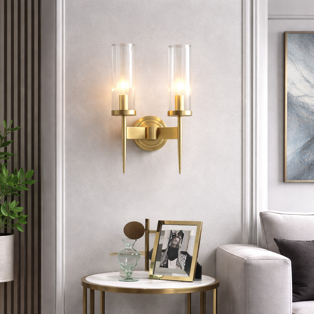 Amber Glass Dual Wall Light