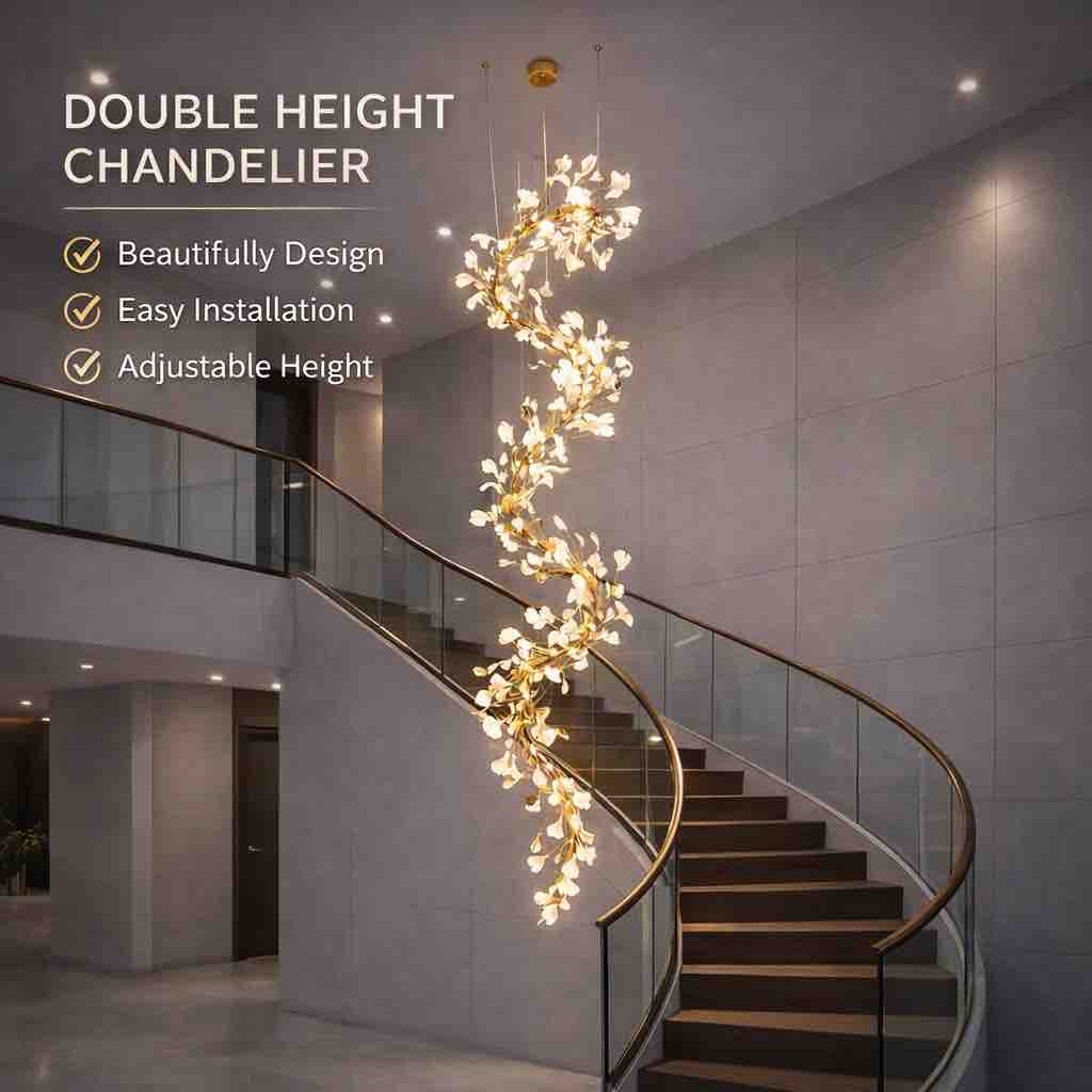 Luxury Spiral Leaf Double Height Chandelier