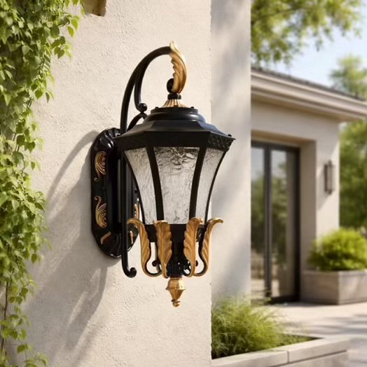 Classic Outdoor Light With Gold Accents