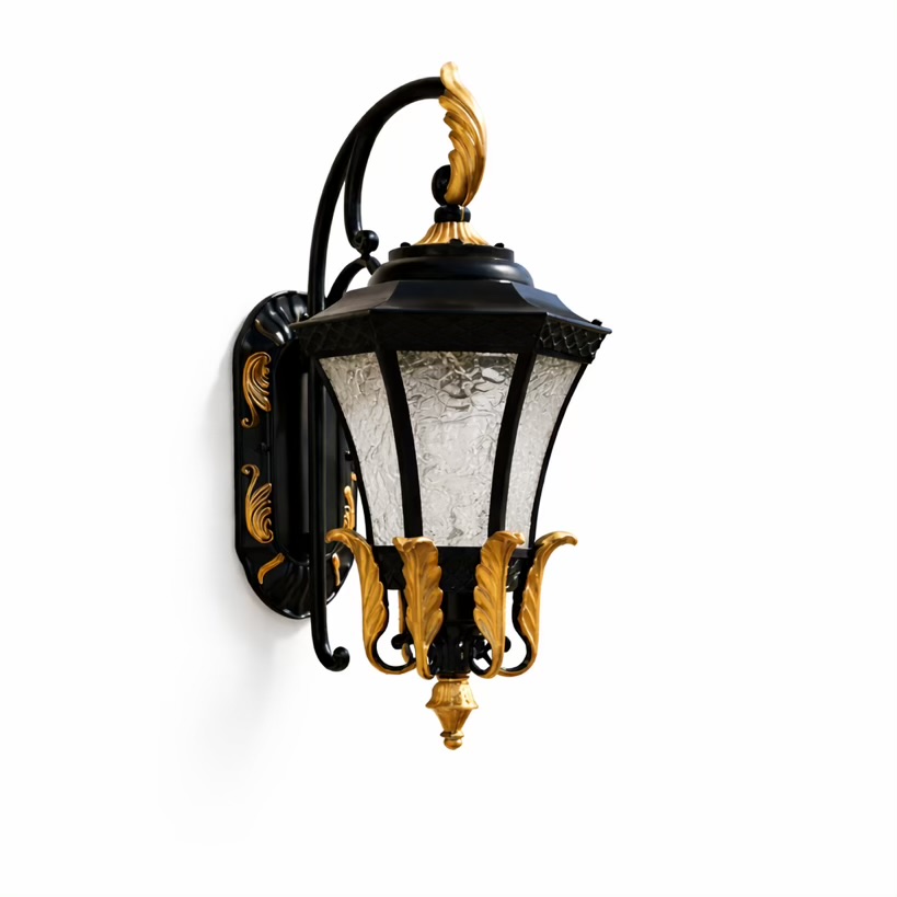 Classic Outdoor Light With Gold Accents