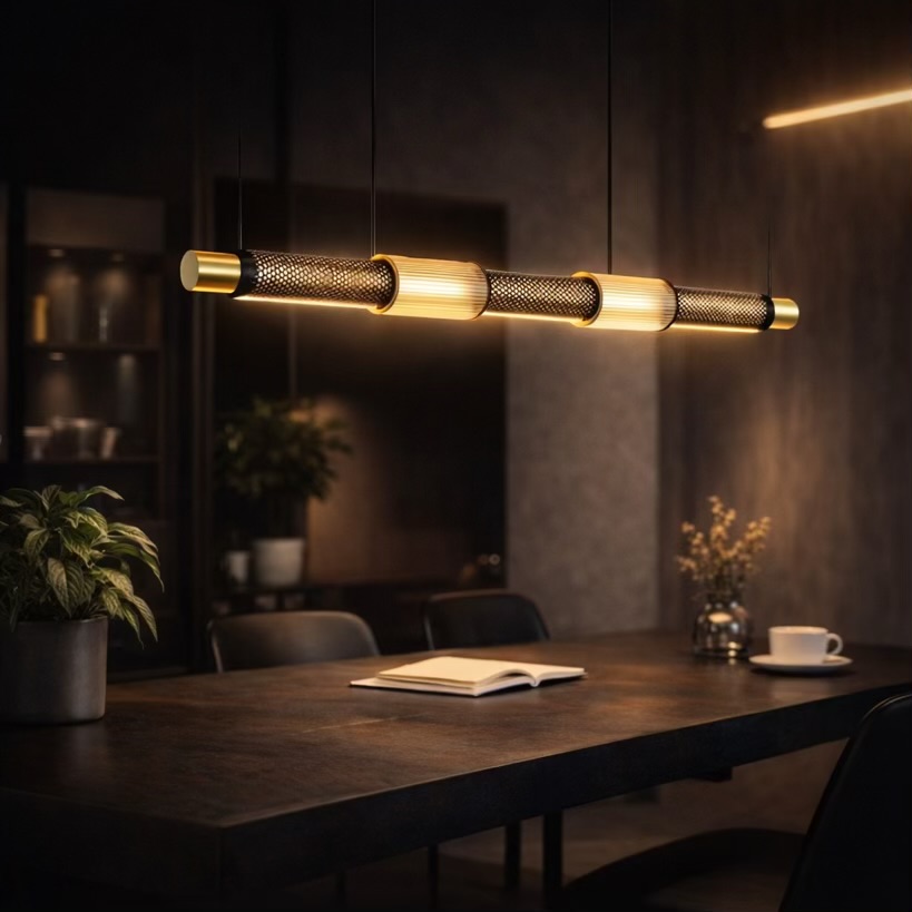 Modern Linear Hanging Pendant Light – Warm LED