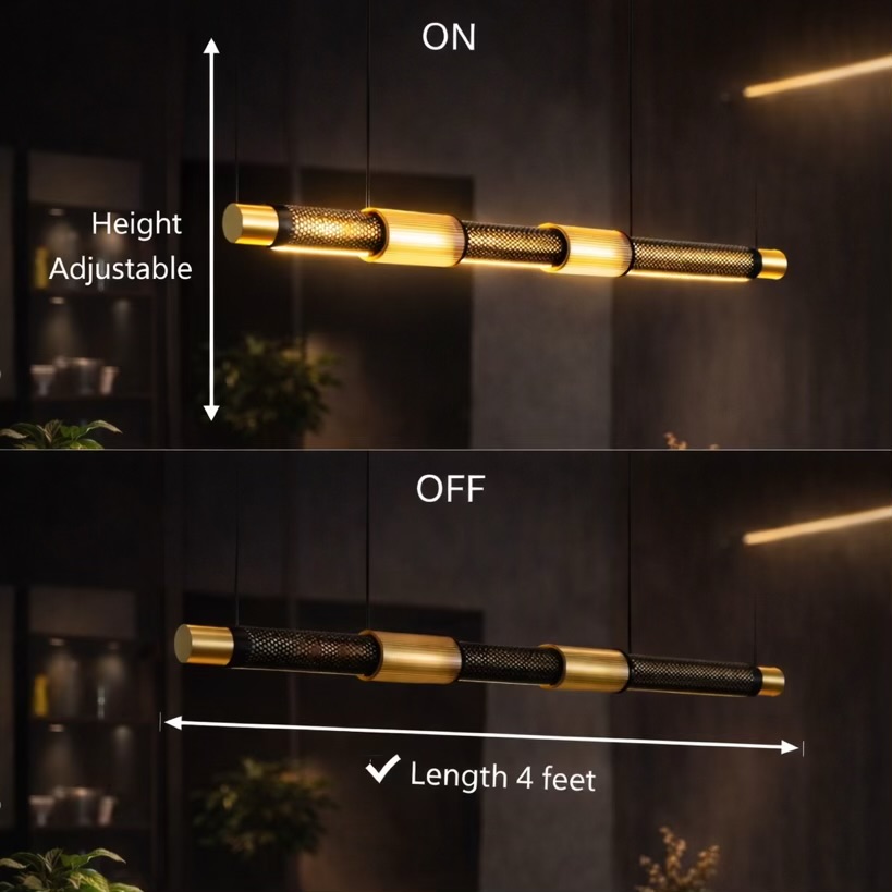 Modern Linear Hanging Pendant Light – Warm LED