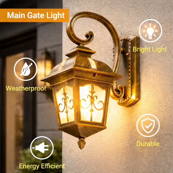 Vintage Golden Outdoor Gate Light