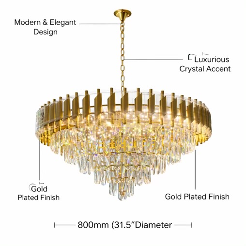 Gold Crystal Chandelier (800mm, 3CCT)