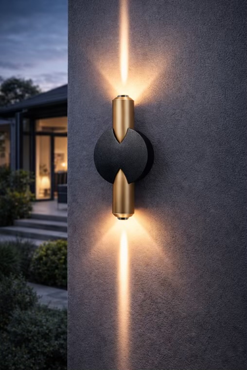 Up Down Outdoor Wall Light – Brass & Black
