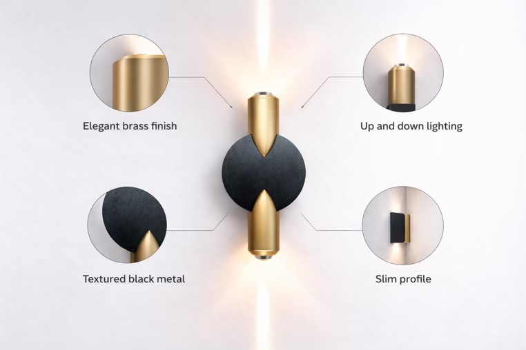 Up Down Outdoor Wall Light – Brass & Black