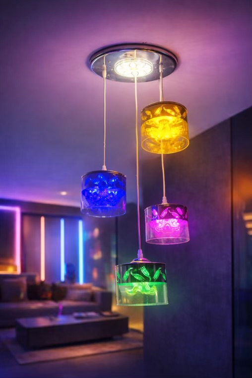 Multicolor 4-Glass Pendant Light