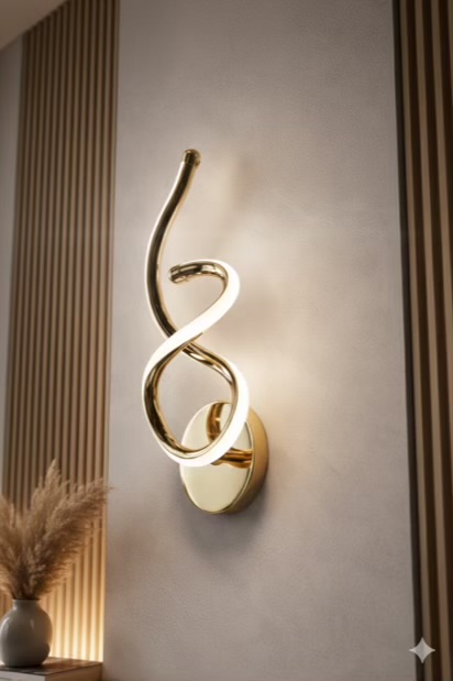 Luxury Golden Spiral Curve Designer Wall Light