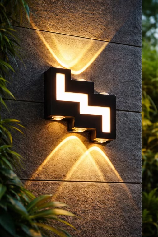 3+3W Zigzag Outdoor Wall Light