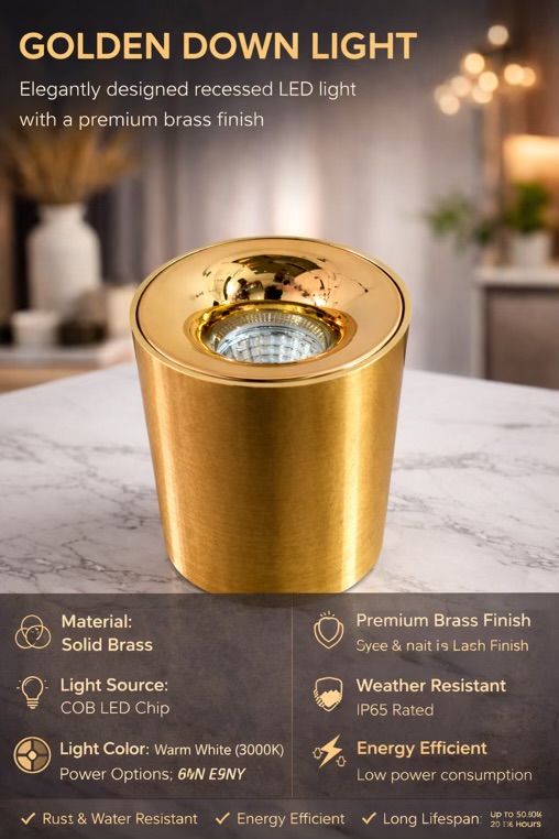 12W Gold Finish COB Drum Light