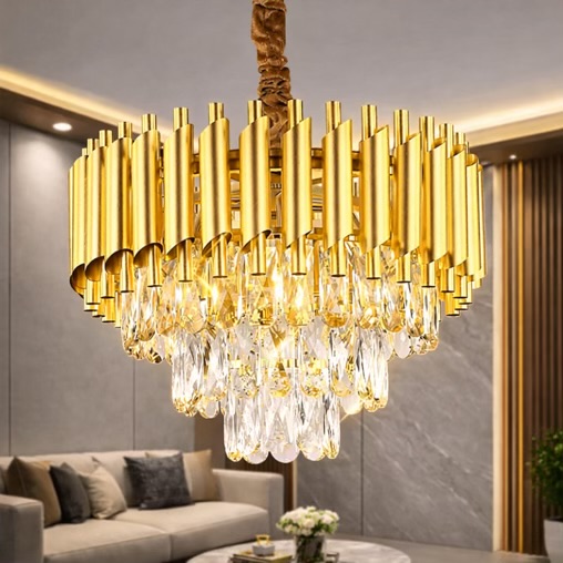 Golden Chandelier 400mm – Luxury Hanging Light