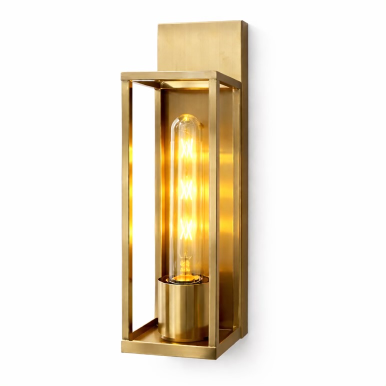 Gold Lantern Wall Light With Vintage LED Bulb