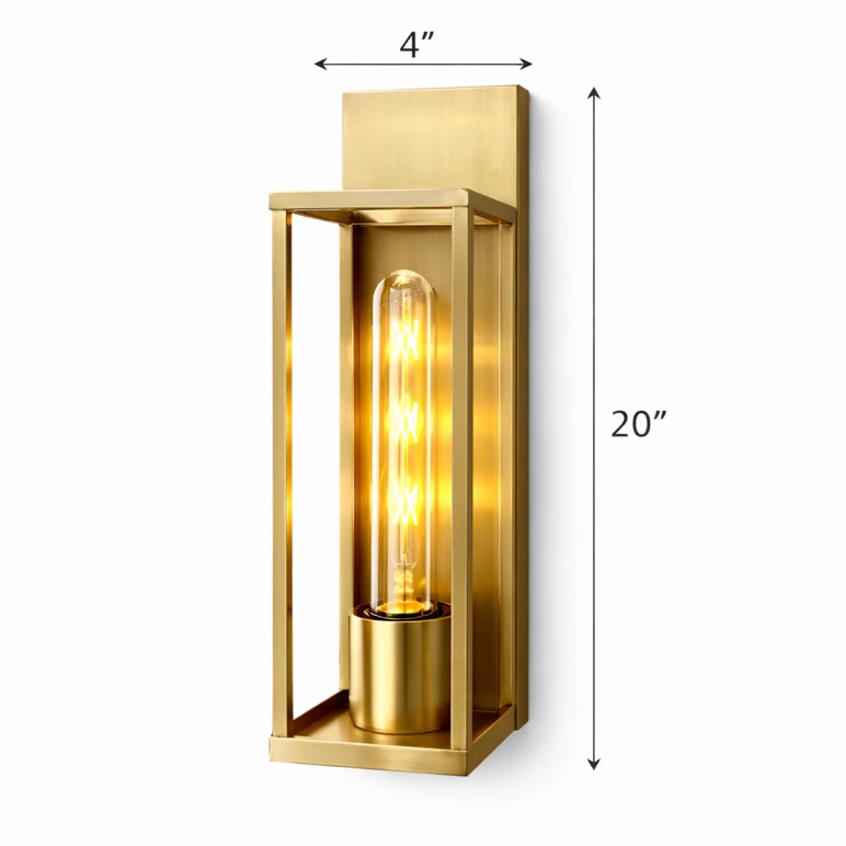 Gold Lantern Wall Light With Vintage LED Bulb