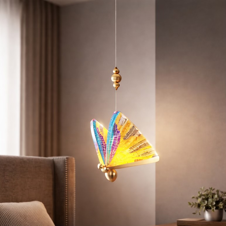 Butterfly Mosaic Glass Hanging Pendant