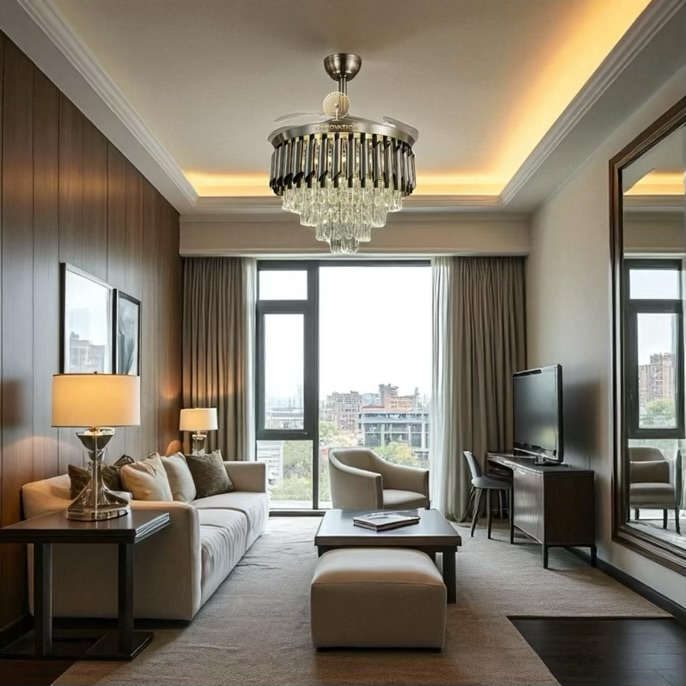 Gold Crystal Chandelier Fan