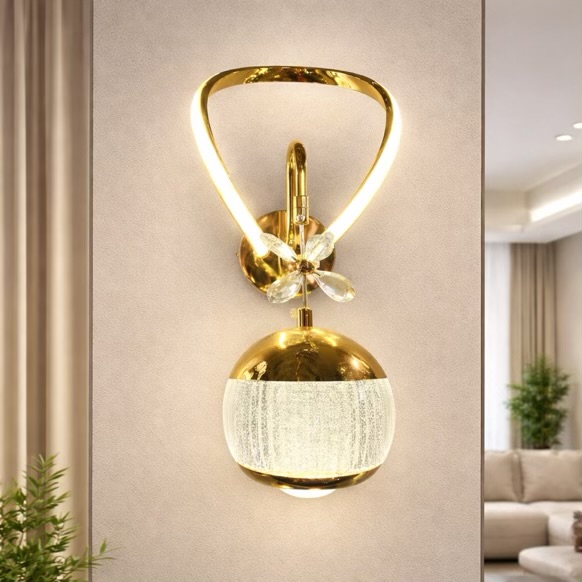 Luxury Gold Crystal LED Wall Sconce Light