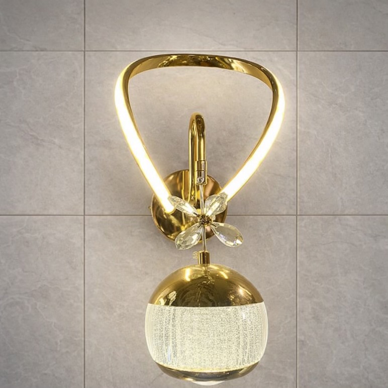 Luxury Gold Crystal LED Wall Sconce Light