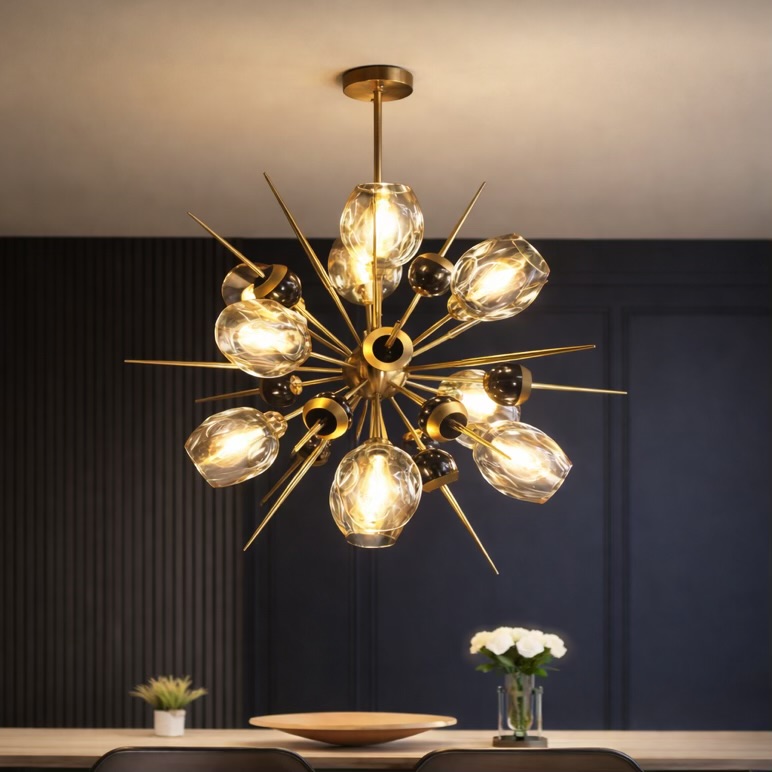 Gold Starburst Chandelier Ceiling Light