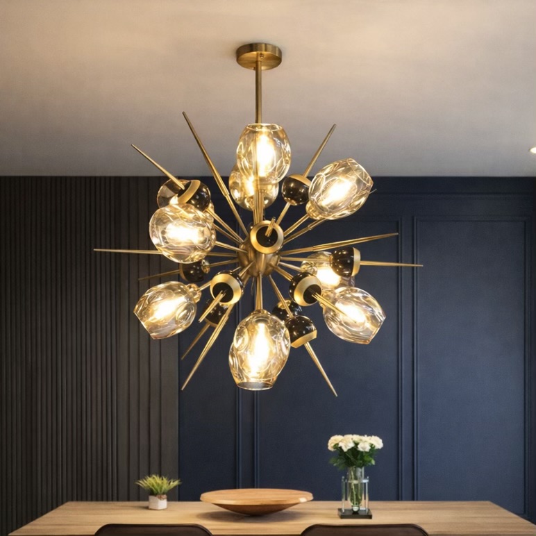 Gold Starburst Chandelier Ceiling Light