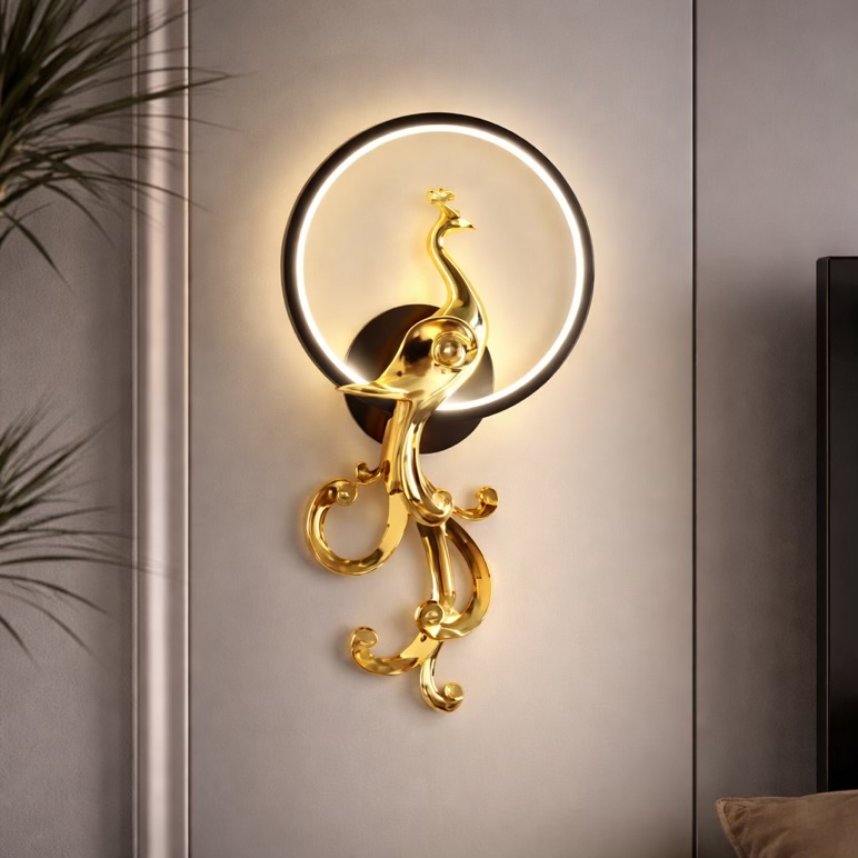 Luxury Gold Peacock LED Wall Light