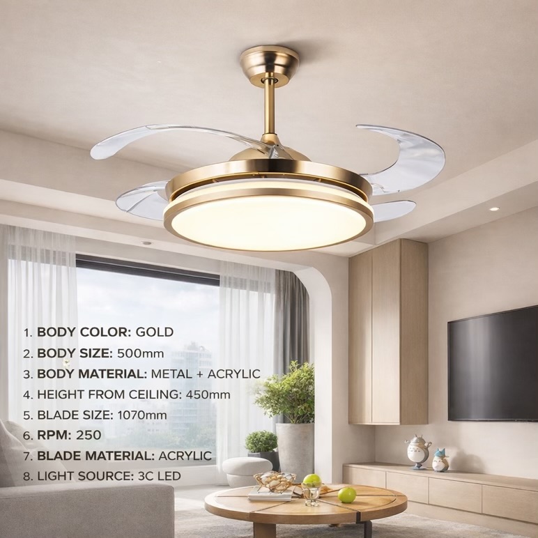 Chandelier Fan With 3C LED Light