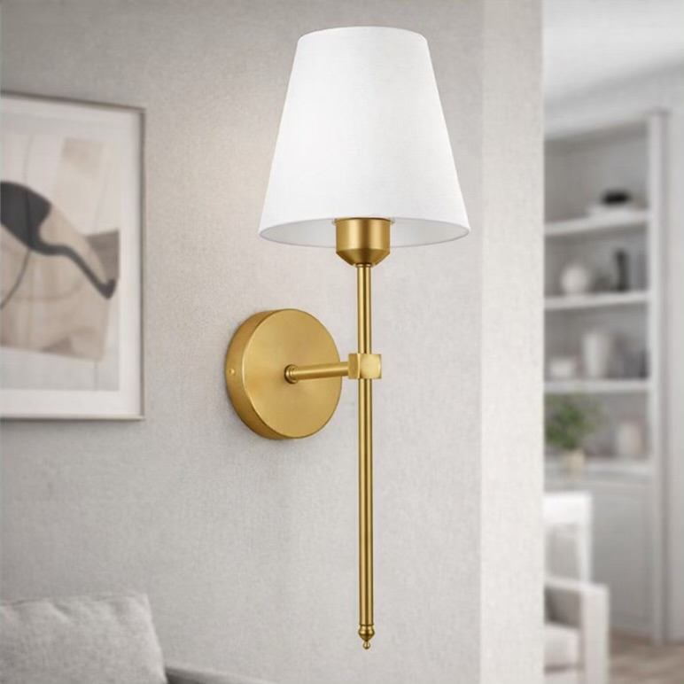 Gold Wall Sconce With Fabric Shade