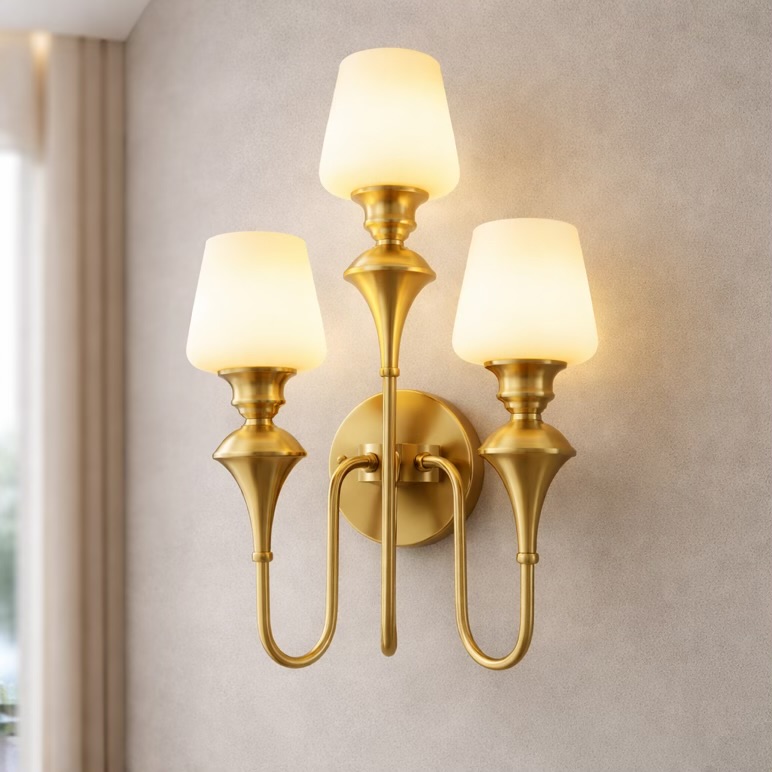 3-Light Gold Wall Sconce  Frosted