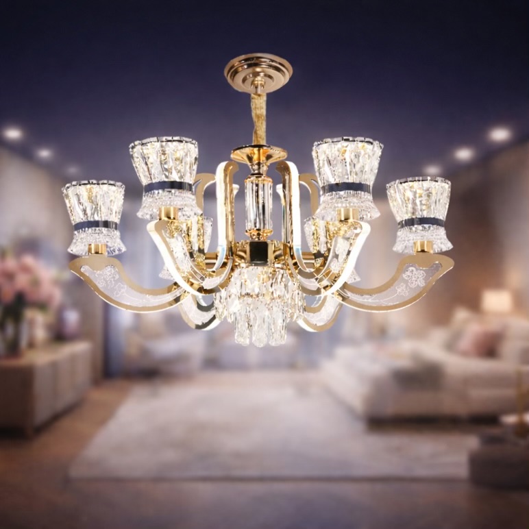 6 Light Glass Chandelier