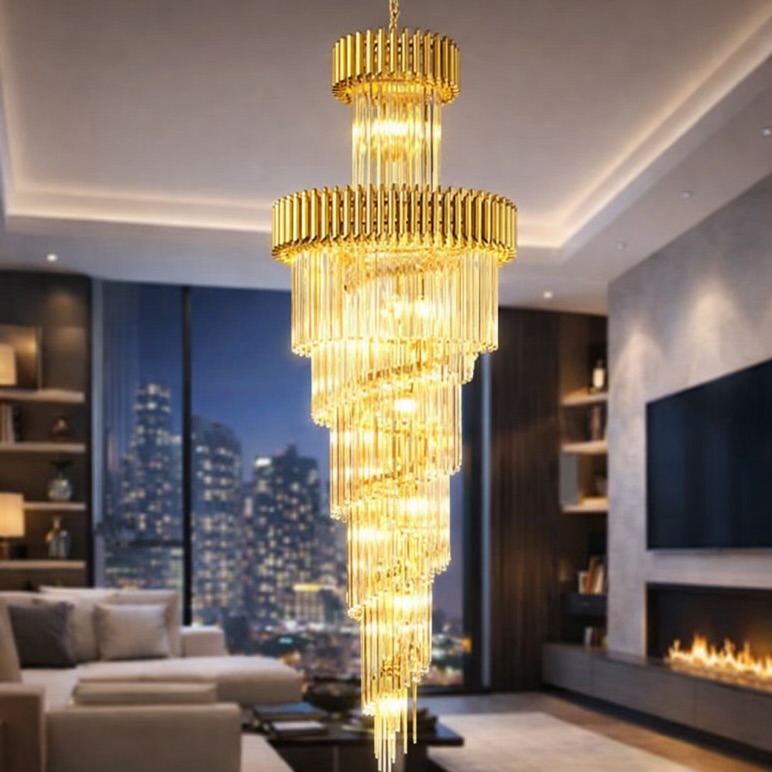 Long Height Gold LED Chandelier – 3 Color