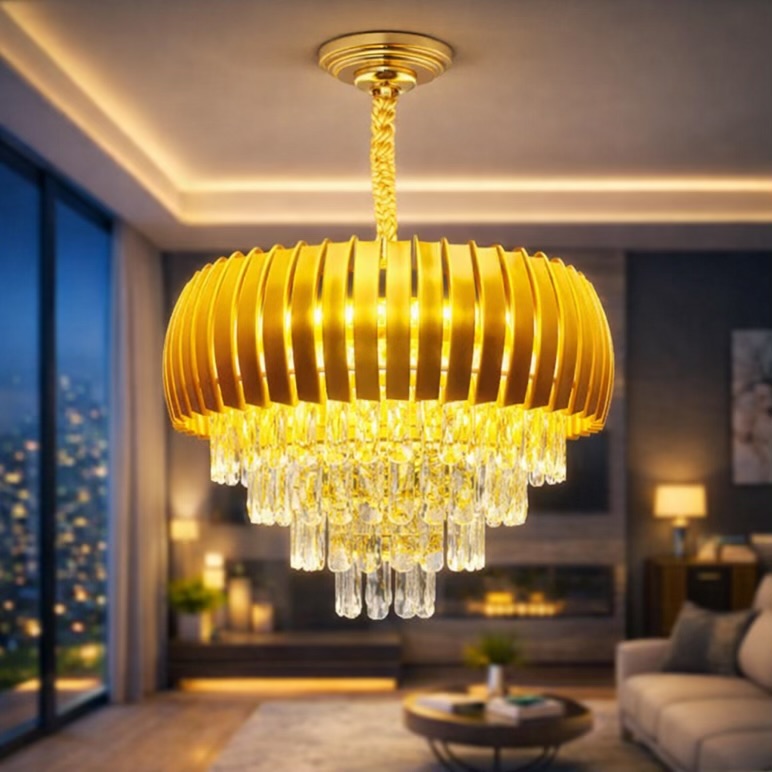 Golden Lotus LED Chandelier – 3 Color
