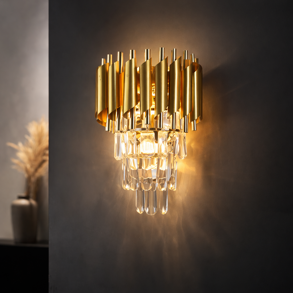 “Premium Gold Crystal Wall Light”