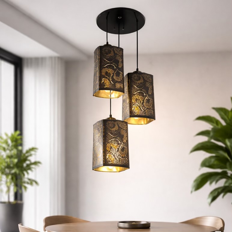 “Square Pendant Hanging Light (Triple)”