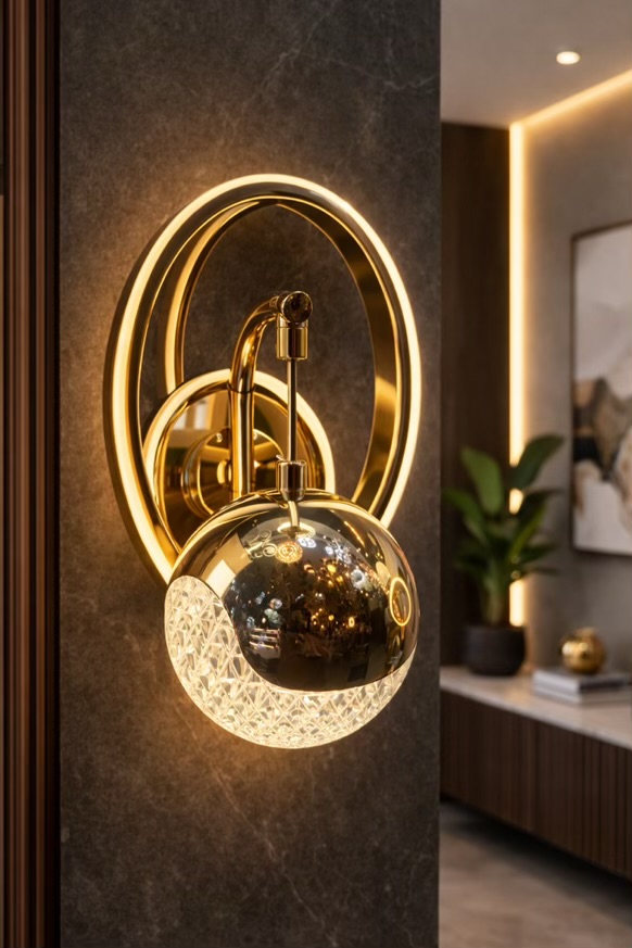 Wall Light With Crystal Globe