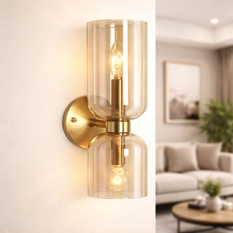 Double Glass Cylinder Wall Lamp