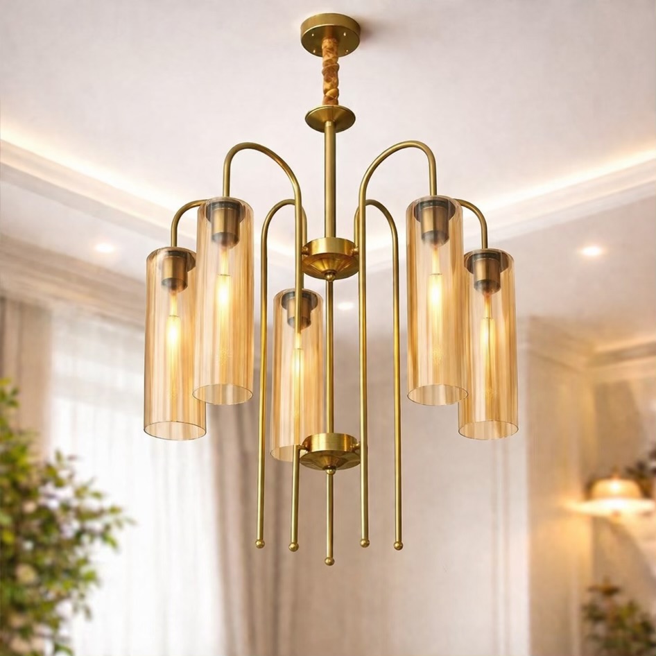 5-Light Glass Chandelier