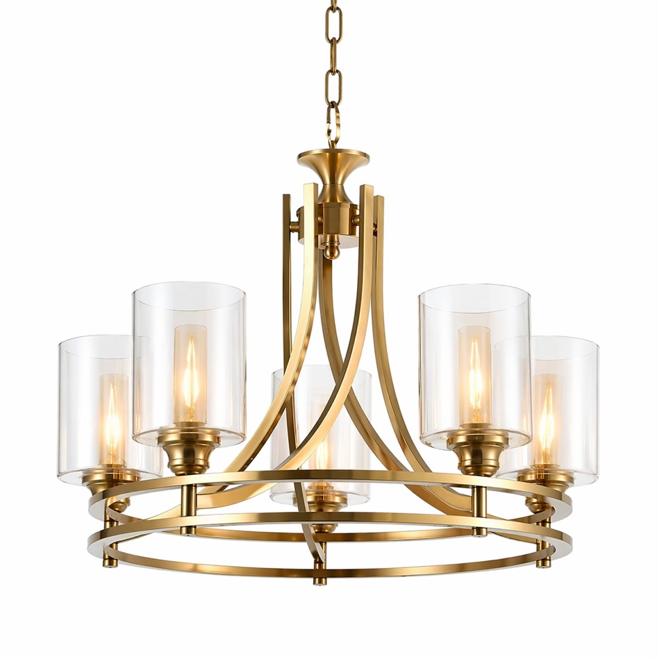 Antique Brass Glass Chandelier