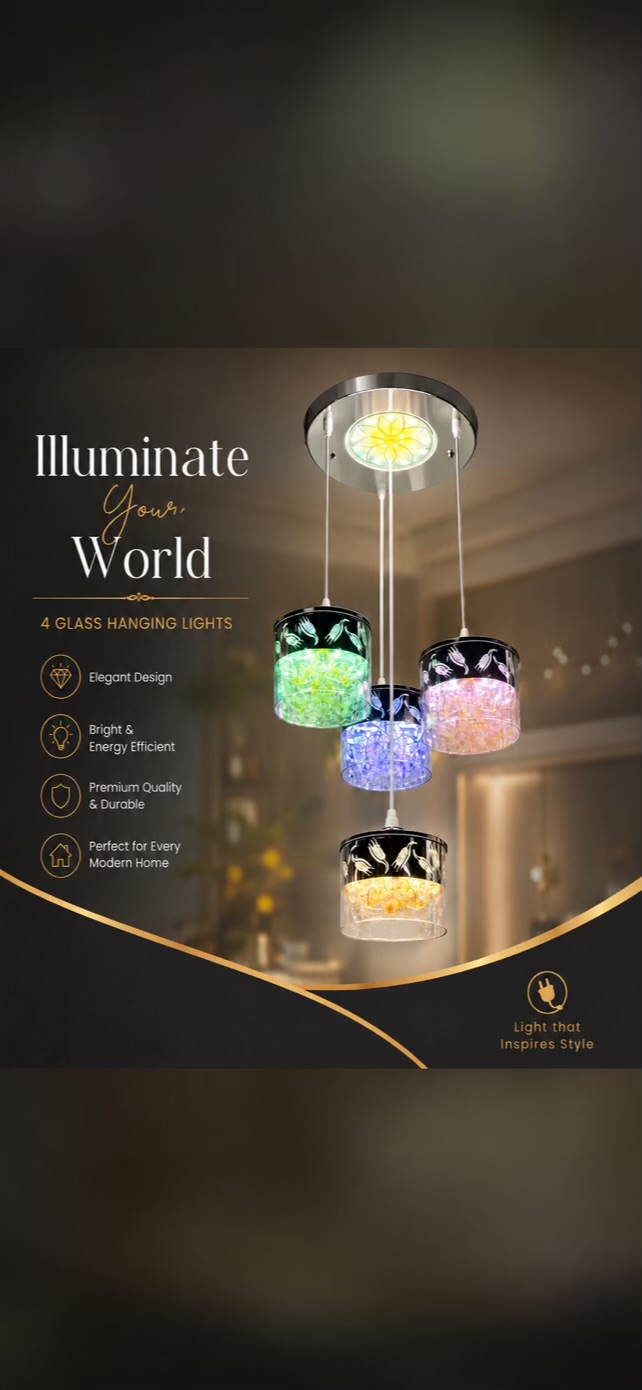 Multicolor 4-Glass Pendant Light
