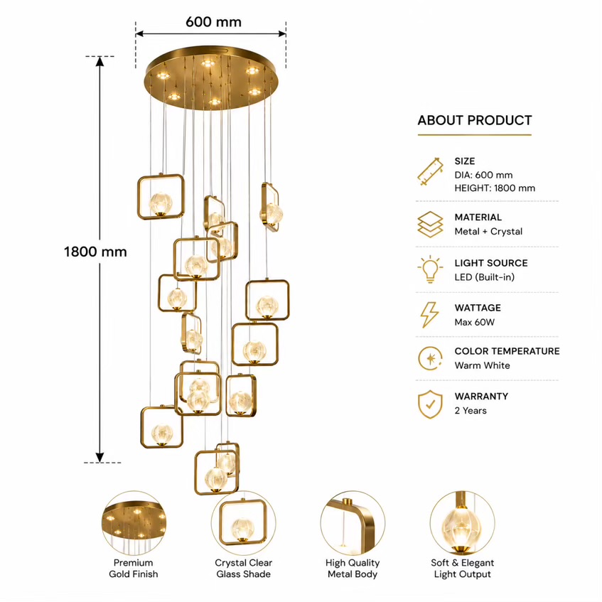 VGOLY Duplex Cascade Chandelier